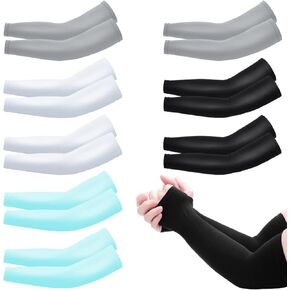 ZeeDix 8 Pairs Sun Long Sleeves UV Protection Cooling Arm Sleeves-Thumb Hole Sun Sleeves Cover for Running, Cycling, Biking
