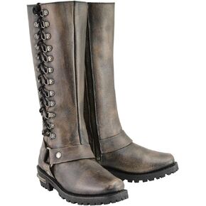 حذاء Milwaukee Leather MBL9368 نسائي بني متعثر مقاس 14 بوصة كلاسيكي بمقدمة مربعة لراكبي الدراجات النارية - 9.5