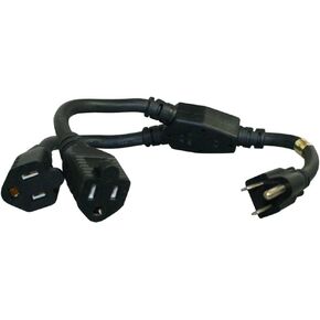 Power Cord Extension and Splitter, NEMA 5-15P to NEMA 5-15R x 2, 14 AWG, 15A, 125V (ZWACPQAH-14)