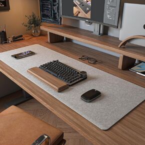 Felt Desk Mat | Computer Mat for Desk(36x12Inches) | Large Felt Mouse Pad and Keyboard Mat | Desk Protector for Office | Dark Gray