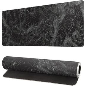 Japanese Sea Wave Large Mouse Pad Anime Black Gaming Mouse Pad 27.6x11.8 Inch Sea Wave Texture Non-Slip Rubber Base Black Kanagawa Mousepad Stitched Edges Keyboard Mouse Mat Desk Pad for Work & Game