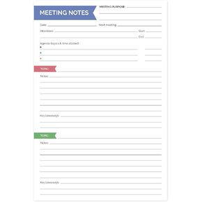 bloom daily planners 6" x 9" Double Sided Meeting Notes Planning Pad - Topics, Takeaways, Action Items & Follow-Ups - Undated Meeting Agenda Notepad