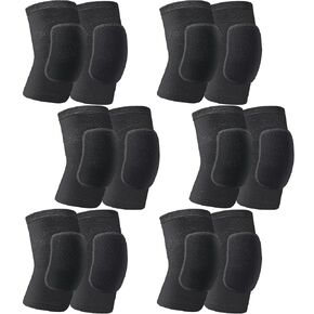 Yunsailing 6 Pairs Knee Pads for Women Men, Soft Breathable Volleyball Knee Pads Tactical Knee Pads Knee Protector Workout Knee Pads for Basketball Football Hockey Dance Running (Black, M Size)