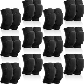 Lenwen 12 Pairs Volleyball Knee Pads for Dancers, Breathable Knee Pads for Men Women Kids, Black Knee Braces for Volleyball Football Soccer Dance Yoga Wrestling Running Cycling (Black,Large)