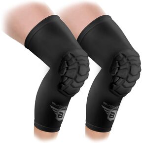 Bucwild Sports Knee Pads/Padded Compression Pro Knee Sleeves (1 Pair) Youth & Adult Sizes - Basketball Wrestling Volleyball Black White Red Blue