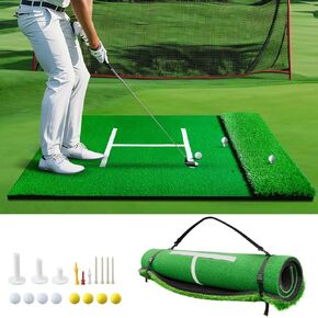 Roykaw Golf Hitting Mat, Golf Practice Mat Indoor/Outdoor,5x4ft Thickened Artificial Turf with 0.4-Inch PP Grass, Includes Golf Ball, Tee Holder, Impact Tracker Mat
