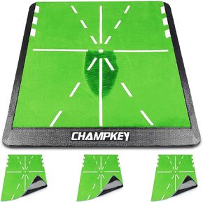 CHAMPKEY Replaceable Impact Golf Mat 1.0 Version - Come with 3 Extra Replacement Pads - Instant Feedback Golf Practice Mat (13" x 17")