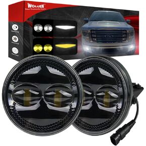 Upgraded Dual Color Led Fog Lights for Ford 2006-2014 F150 Ford Ranger 2008-2011 Ford Expedition 2007-2014 Fog lights Driver and Passenger Side Fog Light