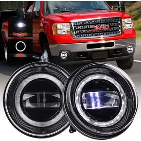 DRFG LED Fog Light with DRL Compatible with 2007-2013 GMC Sierra 1500/2007-2014 GMC Sierra 2500HD/ 2007-2014 GMC Sierra 3500HD Fog Lamps Assembly Bumper Driving Fog lamp Kit