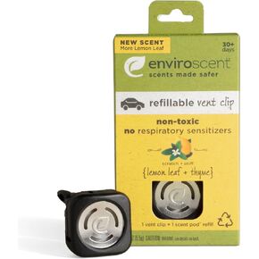 Enviroscent Non-Toxic Car Air Freshener (2-Piece Set) (Spring Water + Lotus) Infused with Essential Oils | 1 Car Vent Clip & 1 Scent Pod
