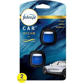 Febreze Car Ocean Scent Air Freshener Vent Clip, 07 oz. Car Vent Clip, 2 Count