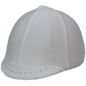 Equestrian Riding Helmet Cover - White with Swarovski Crystals