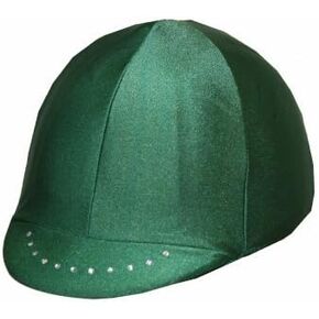 Equestrian Riding Helmet Cover - Hunter Green with Swarovski Crystals