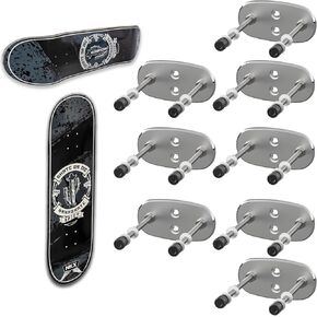 8 Packs Skateboard Deck Display Wall Mount, Aluminum Skate Deck Display Wall Mount with Two Screw Holes for Display Skateboard Deck Storage Horizontal and Floats Vertically - Silver