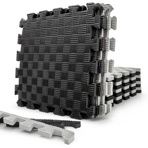 Gym Flooring Puzzle Exercise Mats: Sportneer 1/2" Thick 12" x 12" Interlocking Floor Mats EVA Foam Exercise Tiles for Home Gym Fitness Equipments with Border Waterproof Workout Anti-Slip Mat 12 Sqft/17.4 Sqft