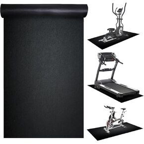 Peohud Exercise Equipment Mat, 8 x 3 Ft Treadmill Mat, High Density Bike Mat, Hard Floor Protector Mat for Fitness Equipment, Stationary Spin Bike, Elliptical, Rowing Machine, Jump Rope, Yoga