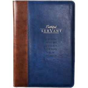Christian Art Gifts John 3:16 Cross Two-Tone Zippered Brown Faux Leather Padfolio/Portfolio Folder Notepad with Single Pen with Highlighter Tip for Notes