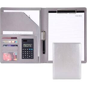 حافظة مجلد Padfolio/Portfolio، منظم وثائق السيرة الذاتية/المقابلة وفتحة حامل بطاقة العمل/Letter/A4 حامل لوحة الكتابة بحجم A4، لوحات مشبك مفكرة مؤتمرات المكتب من الجلد الصناعي، أسود in Kuwait