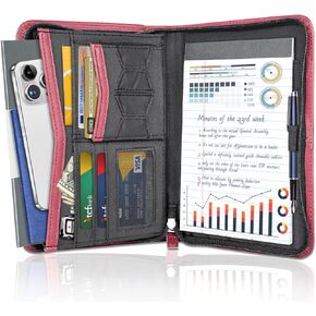 Padfolio Portfolio Organizer Binder, Zippered Business Portfolio, w/Letter-Sized Notepad, Faux Leather Padfolio Portfolio Binder for Business School Office Conference Notepad Clip Boards, Black…