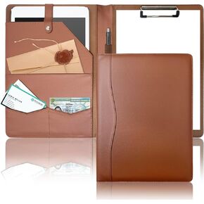 Padfolio Portfolio Binder, Leather Clipboard Folder Briefcase Loose-Leaf Binder with Cover A4 Pink Folder with Pockets Resume Folder for Business School Office Meeting Men Women's Business Folder