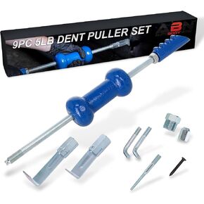 ABN Auto Slide Hammer 9-Piece Set, 5lb Pound – Puller Kit for Small Hail Dent Removal on Car Body