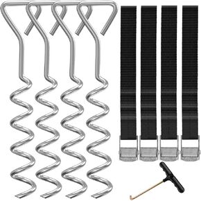 Heavy Duty Trampoline Stakes Anchors High Wind,Galvanized Steel Trampoline Anchors Kit for 15ft,14ft,12ft,10ftTrampoline,15.8inch Ground Anchors Trampoline Accessories