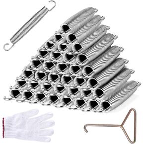Trampoline Springs Heavy Duty Stainless Steel Replacement Trampoline Replacement Parts, Weather-Resistant, Includes Tool and Gloves, Universal Trampoline Spring Tool