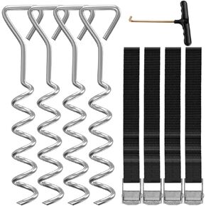 Heavy Duty Trampoline Stakes Anchors High Wind,Galvanized Steel Trampoline Anchors Kit for 15ft,14ft,12ft,10ftTrampoline,15.8inch Ground Anchors Trampoline Accessories