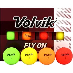Volvik FLYON 2-Piece Ionomer Polymer Low Side Spin Matte Finished Color Long Distance Balls, 1 Dozen