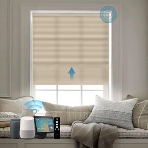 Motorized Cellular Shade, Fabric Sample of Blackout & Light Filtering,Multi-Color