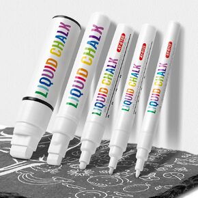 Metallic Chalk Markers Erasable for Chalkboard, Liquid Chalk Marker 8 Colors with 6mm Reversible Bullet & Chisel Tip, Dust Free Chalk Pens for Window, Blackboard, Whiteboard, Calendar, Mirror, Glass