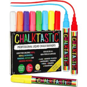 Chalkboard Markers Set of 8 Washable, Erasable Chalk Ink Dry Erase Pens for School, Chalkboard Menu Board & Glass Car Window - Neon, Pastel, White Chalk Pens - Gifts for Artists in Kuwait