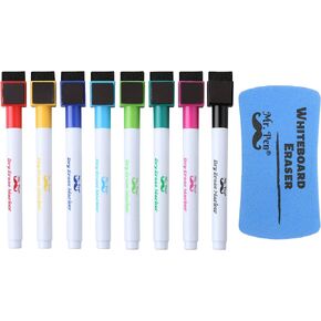 Mr. Pen- Magnetic Dry Erase Markers, 8 Pack with 1 Dry Erase Eraser, Magnet, Dry Erase Magnetic Markers, Dry Erase Pens Fine Tip, Fine Tip Dry Erase