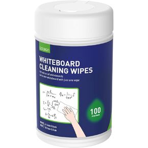 Loukin Whiteboard Cleaning Wipes, Dry Erase Board Cleaning Wipes, Non-toxic White board Wipes, 100 Wipes per Canister, 6 Packs
