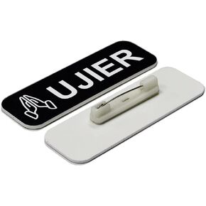Ujier 1 x 3" Name Tag/Badge, Brushed Gold, Praying Hands (10 Pack)