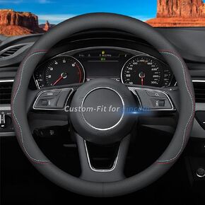 for Subaru Steering Wheel Cover, Premium Leather Car Steering Wheel Cover with Logo, Non-Slip, Breathable, for Subaru Accessories (B-Style,for Subaru)