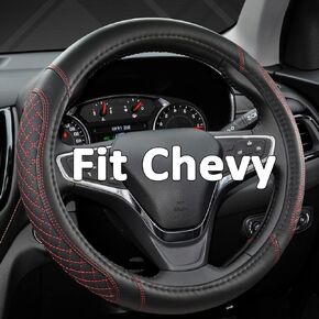 West Llama Customized Auto Car Steering Wheel Cover for Chevy 14.5-15 inches, Steering Wheel Cover for Chevrolet (Black - Standard Size)