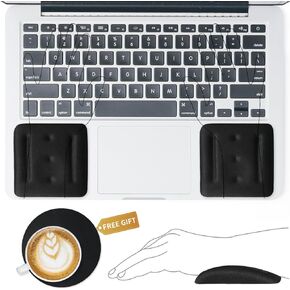 Wrist Rests for Laptop, Laptop Wrist Support for Keyboard and Mouse, Ergonomic Memory Foam Wrist Pads for Laptop, Office, Computer, Comfortable Typing Wrist Pain & Carpal Tunnel Relief (Black)