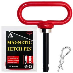 Magnetic Hitch Pin, Lawn Mower Trailer Hitch Pins 1/2 Inch - Strong Heavy Duty Magnet Trailer Gate Pin for Mowers, Lawn Tractors, Towing Cargo, ATV - Simple One Handed Hook On & Off（Yellow）
