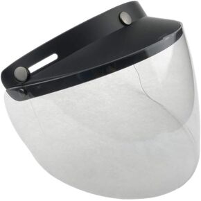 Standard 3-Snap Button Universal Visor for Open Face Motorcycle Helmet Wind Shield Flip Up Down(Clear)