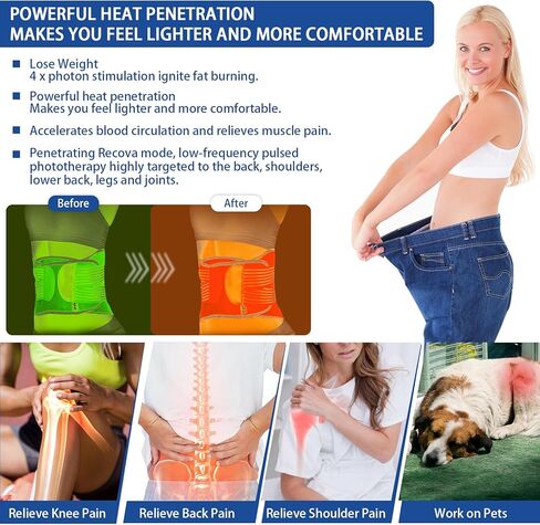 Red Light Therapy Belt, Infrared Light Therapy Device with Partition Control and Remote Control to Decrease Inflammation, Improve Joint Inflammation, Near Infrared Red Light Therapy for Body(Black) in Kuwait