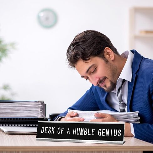 Funny Desk Signs for Office, Novelty Nameplate Office Decor Black Desk Plaque for Women Men Coworker Gift Home Supply Accessories, 10 x 2 Inch(Fixer of Everything) in Saudi Arabia
