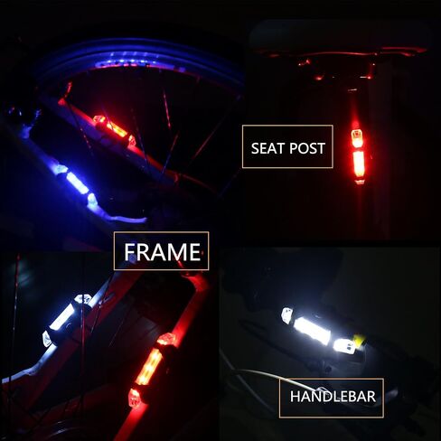 مجموعة إضاءة الدراجة الأمامية والخلفية القابلة لإعادة الشحن عبر USB، ضوء سكوتر 5 مصابيح LED 4 أوضاع للرأس الخلفي لركوب الدراجات وامض مصباح تحذير للسلامة in Kuwait