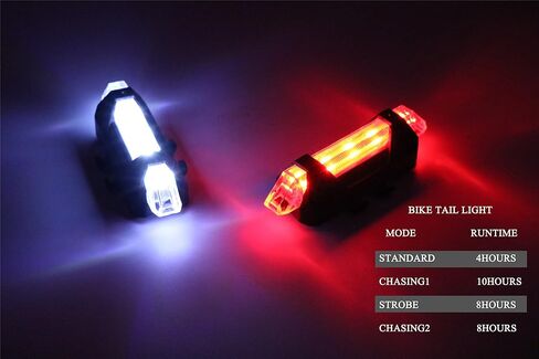 مجموعة إضاءة الدراجة الأمامية والخلفية القابلة لإعادة الشحن عبر USB، ضوء سكوتر 5 مصابيح LED 4 أوضاع للرأس الخلفي لركوب الدراجات وامض مصباح تحذير للسلامة in Kuwait