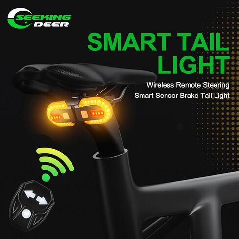 إشارات انعطاف دراجة SEEKING DEER، إشارات انعطاف الدراجة مرة أخرى مع جهاز تحكم عن بعد لاسلكي، ضوء دراجة خلفي LED قابل لإعادة الشحن، ضوء أمان للدراجة مقاوم للماء IPX44 ليلاً in Kuwait