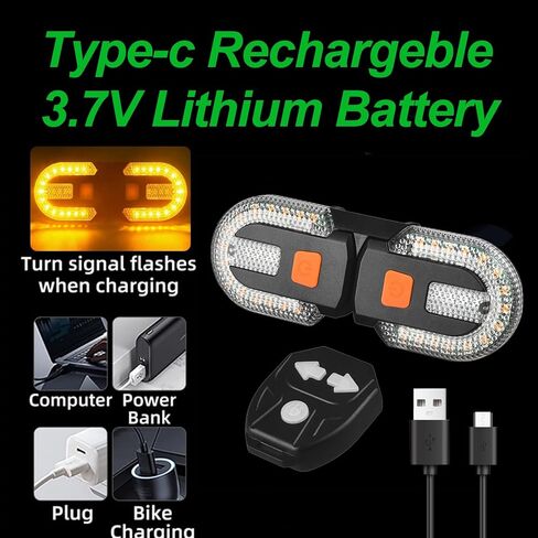 إشارات انعطاف دراجة SEEKING DEER، إشارات انعطاف الدراجة مرة أخرى مع جهاز تحكم عن بعد لاسلكي، ضوء دراجة خلفي LED قابل لإعادة الشحن، ضوء أمان للدراجة مقاوم للماء IPX44 ليلاً in Kuwait