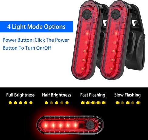 6 عبوات من مصابيح LED للدراجة القابلة لإعادة الشحن عبر USB، مصابيح خلفية للدراجة، مصابيح أمان للدراجة، إضاءة خلفية LED حمراء ساطعة للدراجة، سهلة التركيب على أي دراجة أو خوذة، 4 خيارات لوضع الإضاءة، بطارية ليثيوم 220 مللي أمبير في الساعة in Kuwait