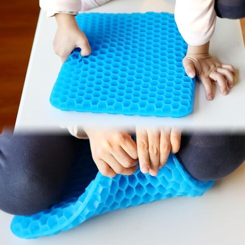 19.7＂ Gel Seat Cushion, Super Large & Thick Office Chair Cushion for Long Sitting - Back Hip Tailbone Pain Relief Cushion, Egg Seat Cushion Desk Chair Pads for Cars Wheelchair - Fits up to 550 lbs in Kuwait