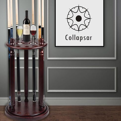 Collapsar Revolving Pool Stick Holder - 100% Solid Wood Billiard Pool Cue Rack Floor Stand - Holds 9 Pool Cue Sticks (Black) in Saudi Arabia
