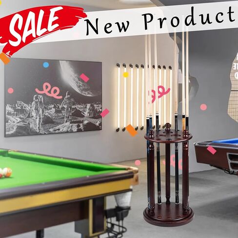 Collapsar Revolving Pool Stick Holder - 100% Solid Wood Billiard Pool Cue Rack Floor Stand - Holds 9 Pool Cue Sticks (Black) in Saudi Arabia